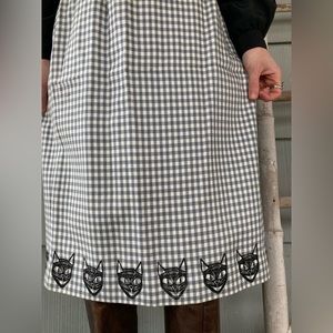 One of a kind hand printed vintage cat skirt
